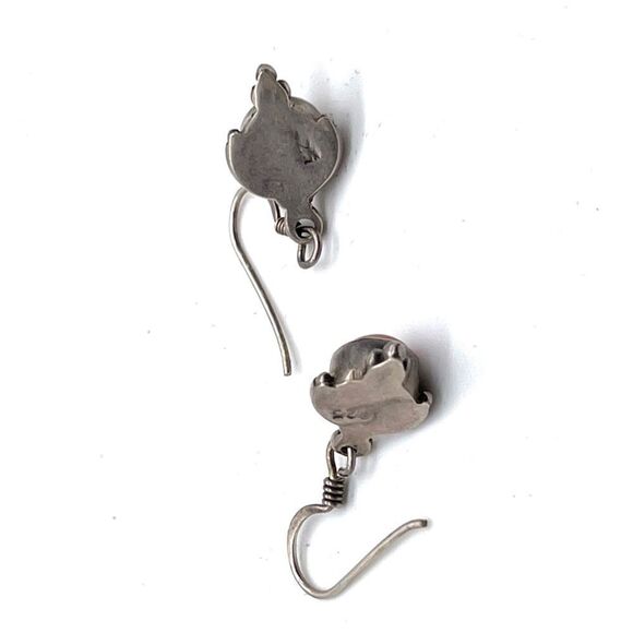 Red Spiny Oyster Silver Dangle Earrings French Hooks